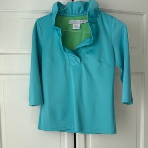 Gretchen Scott Designs Aqua Blouse with Ruffled Collar